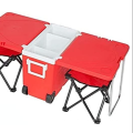 Outdoor Multi-function Rolling Cooler Upgraded Stool Red camping Picnic Folding Ice Box Table